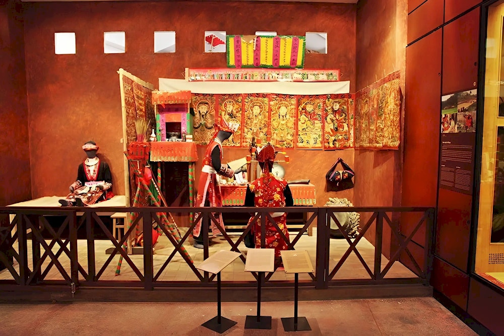 The exhibitions present traditional clothing, musical instruments, and daily life artifacts